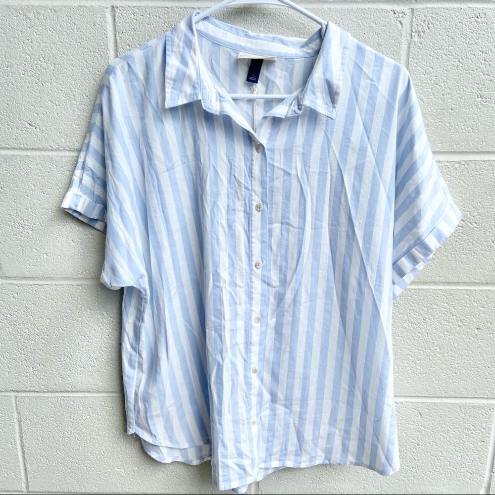 NWT Blue and White Striped Button Down Top